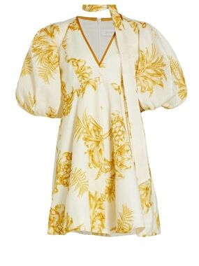 Zimmermann Day Puff Sleeve Linen Minidress Cream Gold
Size 0 US 4